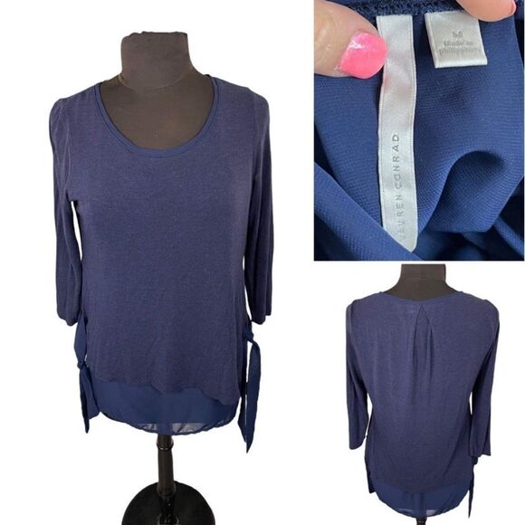 Lauren Conrad Side Tie Navy Tunic size M - Picture 1 of 1